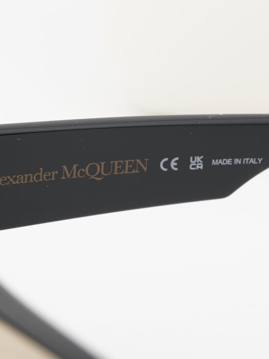 Alexander McQueen AM0386S 002 Shield Sunglasses - Black / Brown main image 3